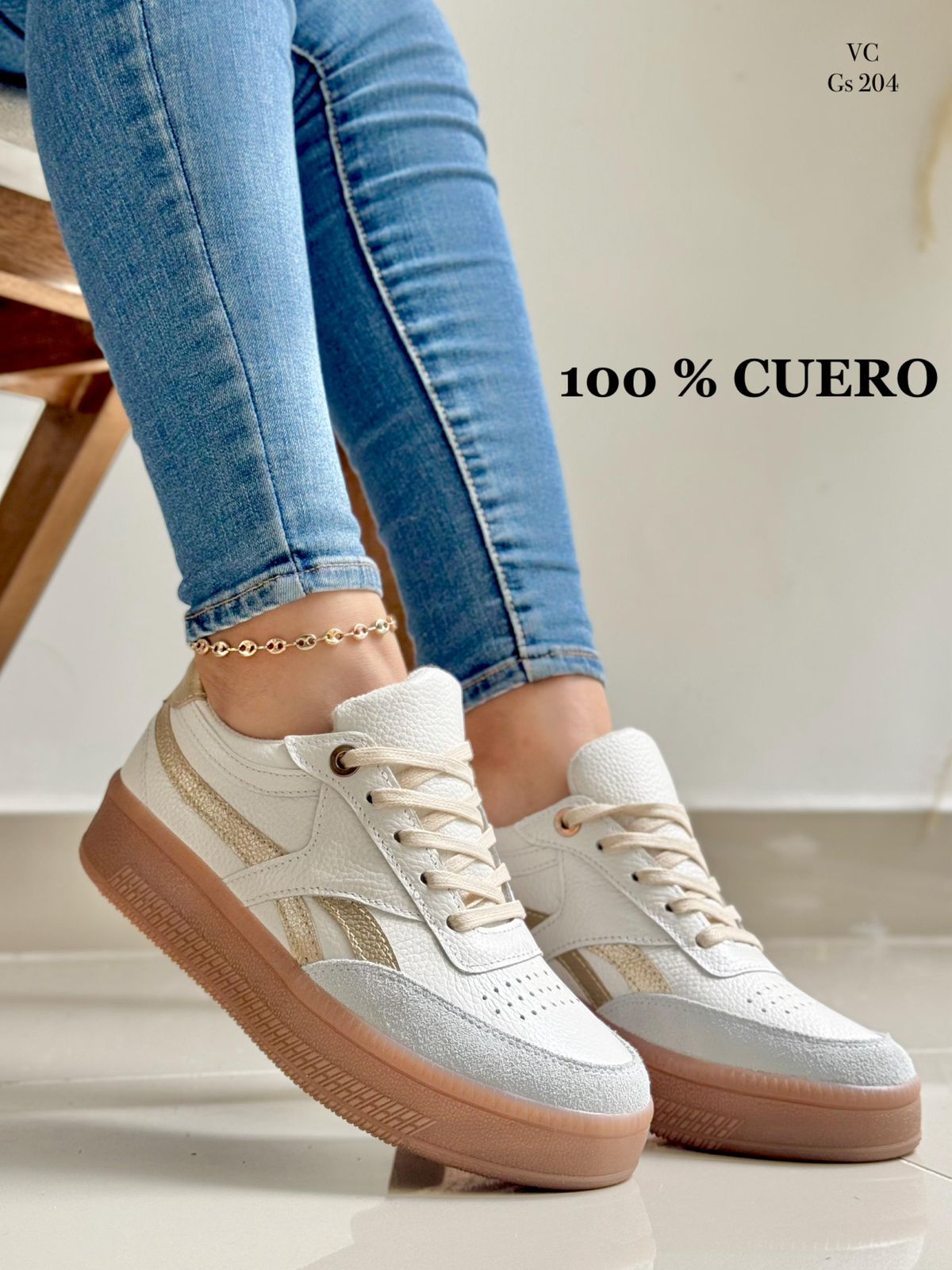 TENIS EN CUERO DAMA