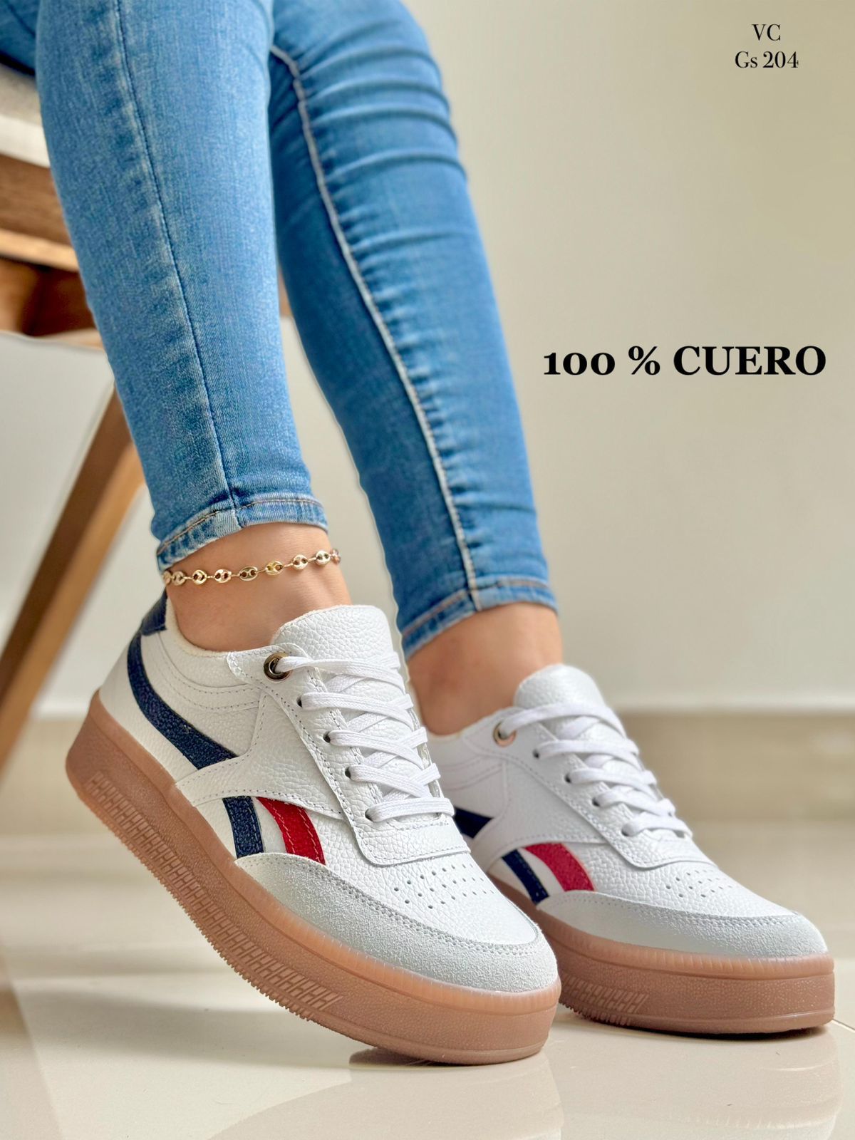TENIS EN CUERO DAMA