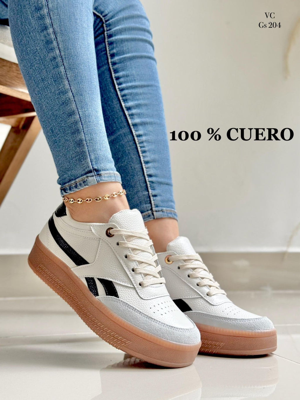 TENIS EN CUERO DAMA