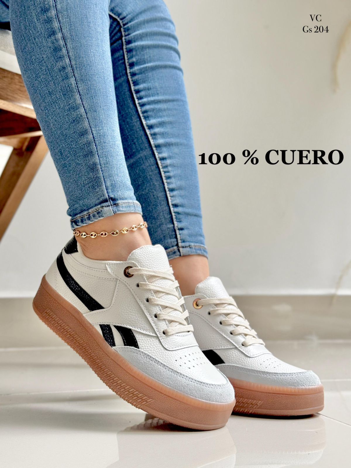 TENIS EN CUERO DAMA